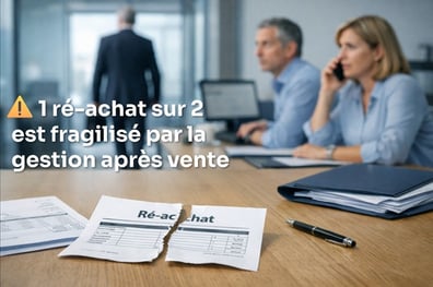 n client qui s'en va après avoir déchirer le bon de commande de ré-achat. Un homme et une femme au back office qui sont responsables de cette perte de client. Gestion des risques avec MOOVENCE